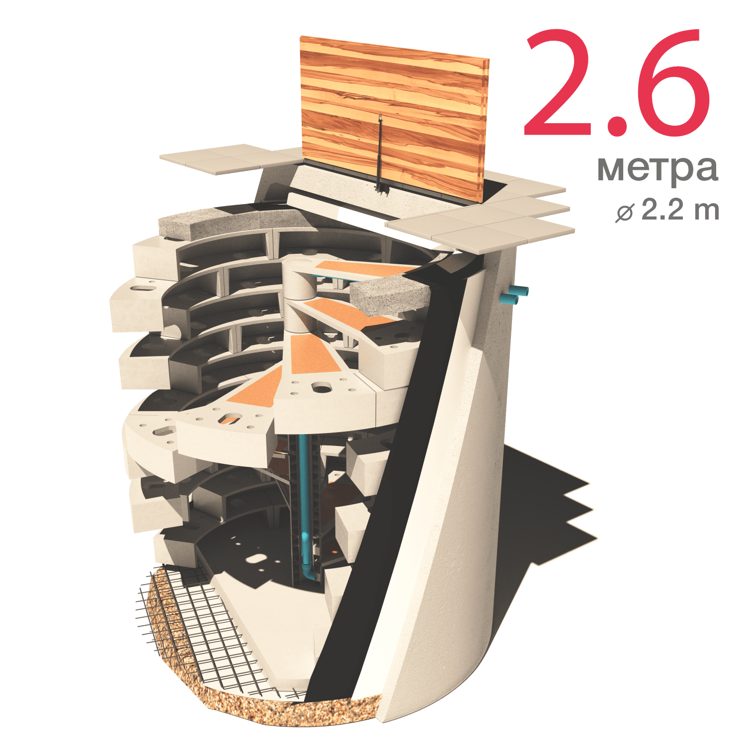Спіральний погріб 2.6 м